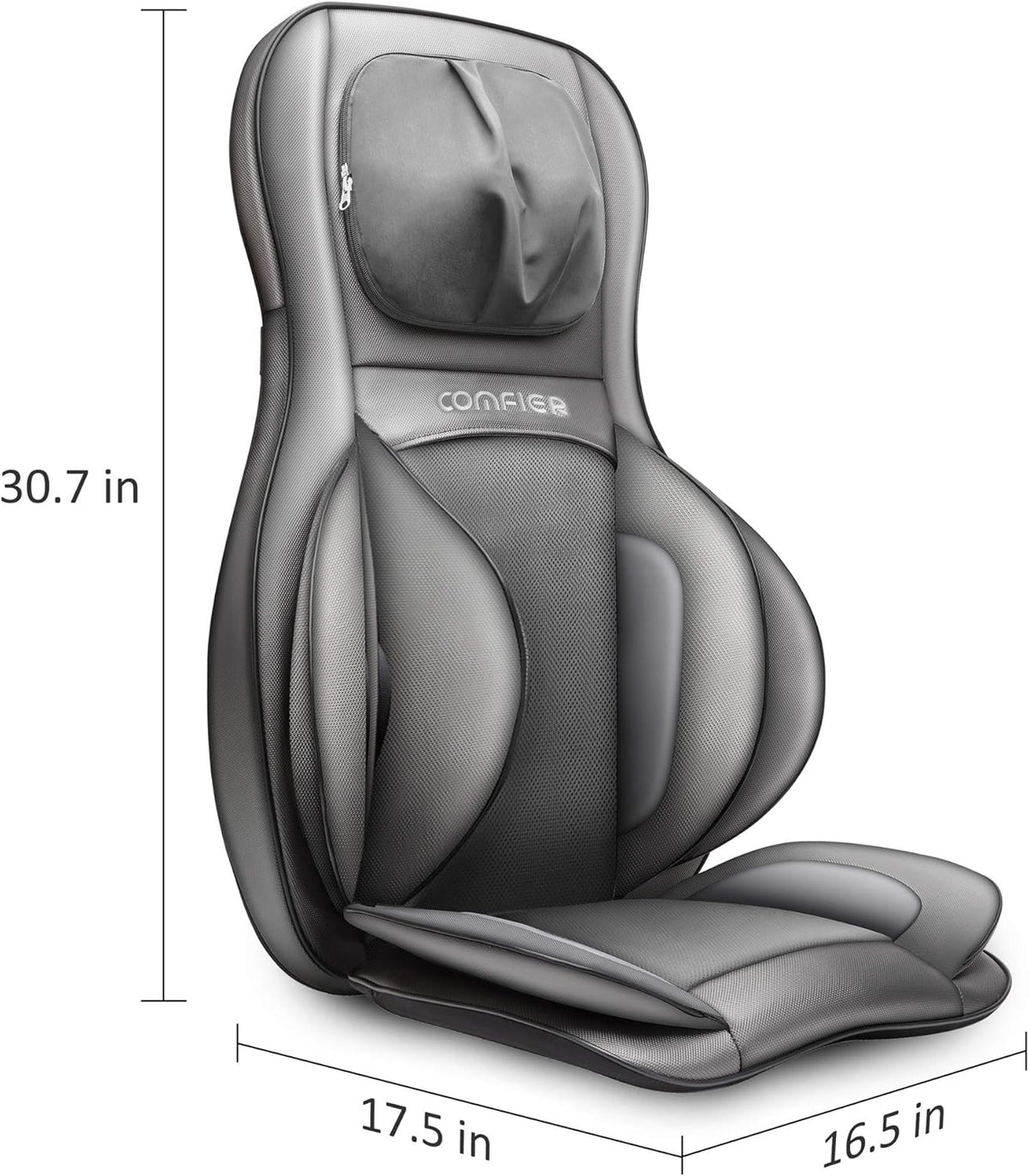 Massagestoelkussen – Massagekussen – Shiatsu Stoelkussen – Rugmassager – Nekmassagekussen – Verstelbare Nekmassage – Warmtefunctie Met 3 Massagezones