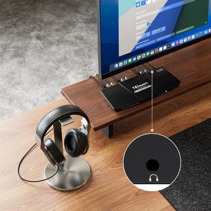 TESmart 4K@60Hz DisplayPort HDMI KVM Switch 2 PC 2 Monitoren, KVM-schakelaar met EDID, audio, 3x USB voor scanner, printer, Toetsenbord Muis, sneltoets, met invoerkabel, IR-afstandsbediening