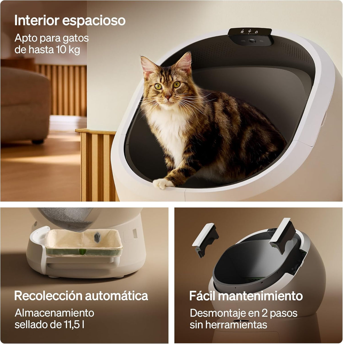 PETLIBRO Luma automatische zelfreinigende kattenbak met AI-camera, 24/7 geurcontrole, multi-katherkenning tot 10 katten, app-tracking, veiligheidssensoren, grote open bovenkant