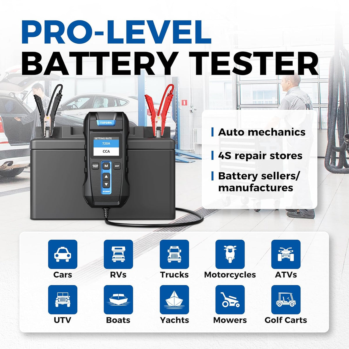 Batterijtester – Accutester – Auto Accutester – Accu Tester – Starttester – Ingebouwde Thermische Printer – Snel en Nauwkeurig Testsysteem - QUORE