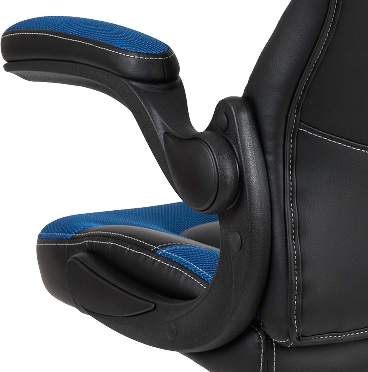 Flash Furniture X10 Gamingstoel, ergonomische bureaustoel voor pc- en gaming-setups, verstelbare gamerstoel met rugsteun, LeatherSoft, blauw/zwart - QUORE
