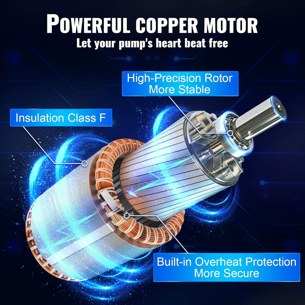 VEVOR Diepbronpomp motor met 750 W, dompelpomp voor fonteinen, 230 V, 50 Hz, dompelpomp voor fonteinen, maximale debiet van 100 l/min, bronpomp voor akkerland, fabrieken, mijnbouw