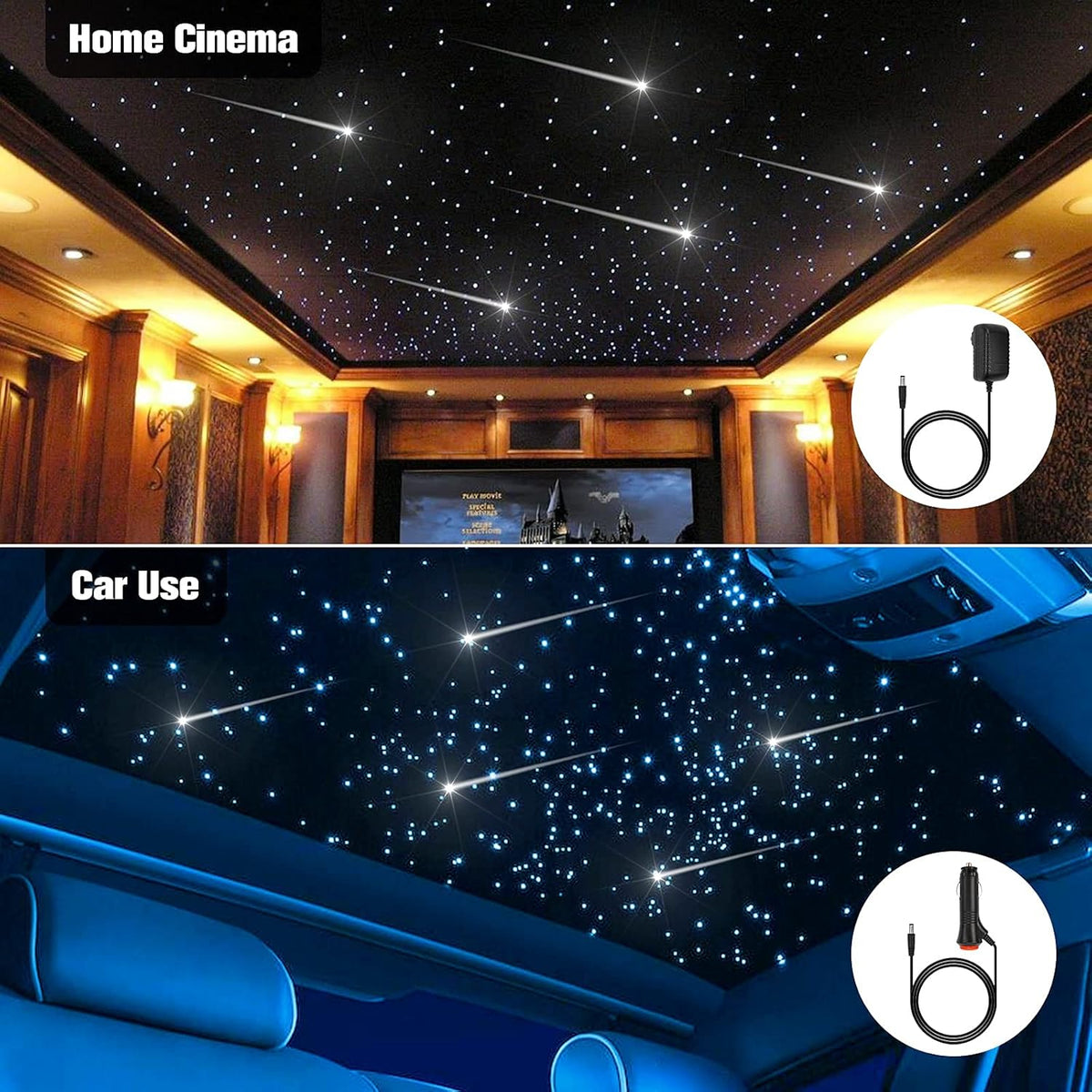 CHINLY Bluetooth Meteor 16 W RGBW APP LED Fiber Optic Light Star plafondlampen kit APP 550 stuks * 0,75 mm x 4 m glasvezel voor thuis/auto