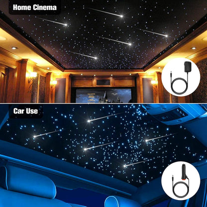 CHINLY Bluetooth Meteor 16 W RGBW APP LED Fiber Optic Light Star plafondlampen kit APP 550 stuks * 0,75 mm x 4 m glasvezel voor thuis/auto