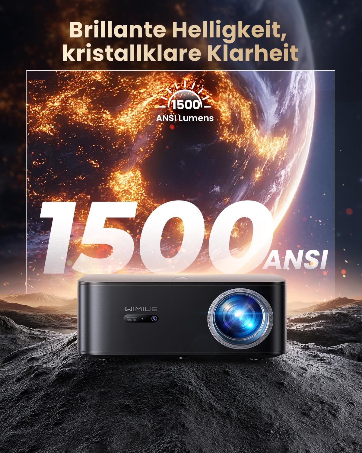 4K thuisbioscoopprojector [1200 ANSI | Google TV] Officiële licentie Netflix FHD 1080P 4K-beamer ondersteund, autofocus trapeziumcorrectie 20 W Smart Light