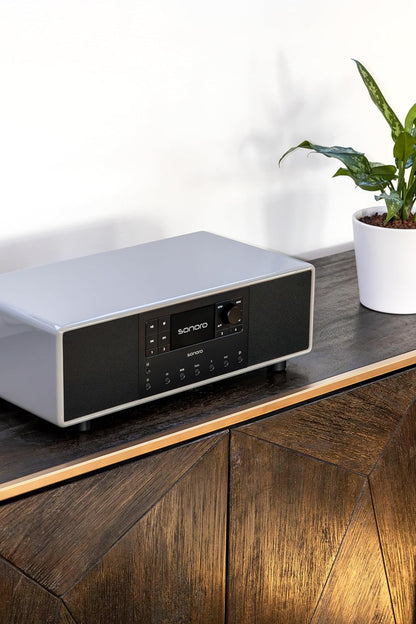 sonoro Primus Internetradio met Bluetooth (Spotify, Deezer, Podcasts, FM/UKW, DAB Plus, WLAN, AUX-in, houten behuizing) stereo-installatie Chalk Grey
