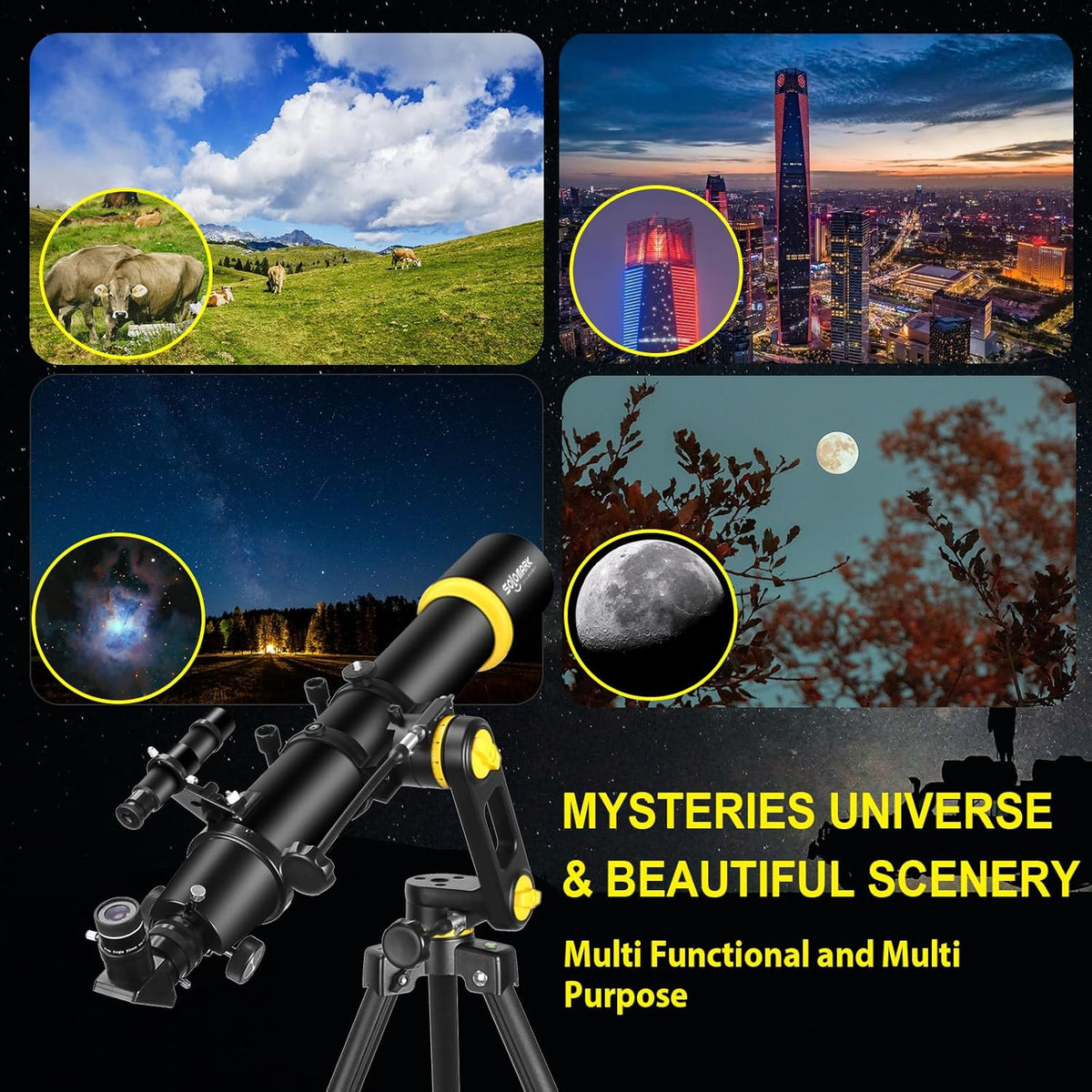 Telescoop voor volwassenen, professionele astronomie, 90 mm opening, 700 mm krachtige telescoop voor beginners en kinderen met precisie-instelling, vertisteel AZ-montage