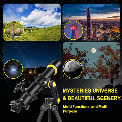 Telescoop voor volwassenen, professionele astronomie, 90 mm opening, 700 mm krachtige telescoop voor beginners en kinderen met precisie-instelling, vertisteel AZ-montage