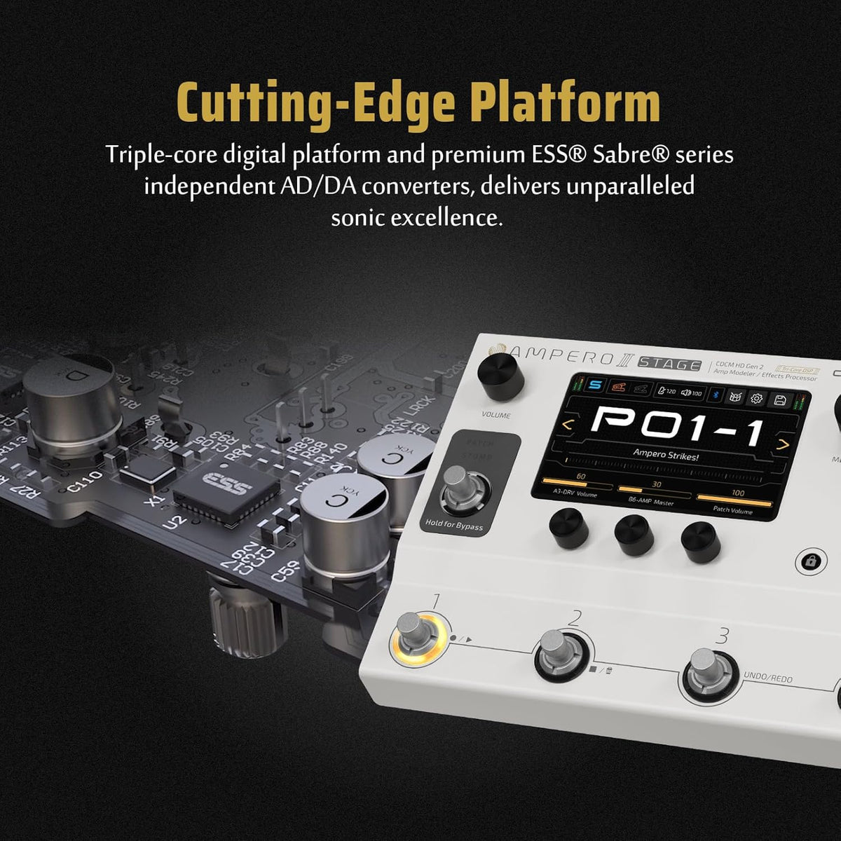 HOTONE Ampero II Stage Gitaar Bass Multi-Effect Processor met Touchscreen Gitaar Bass Versterker Modellering IR Boxes Simulatie met FX Loop MIDI I/O Stereo OTG USB Audio Interface Ampero II Stage