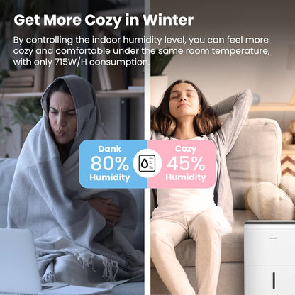 Luchtontvochtiger – Ontvochtiger – Vochtvreter – Air Dehumidifier – Vochtverwijderaar – Energiebesparend – 30 Liter Per Dag Capaciteit - QUORE