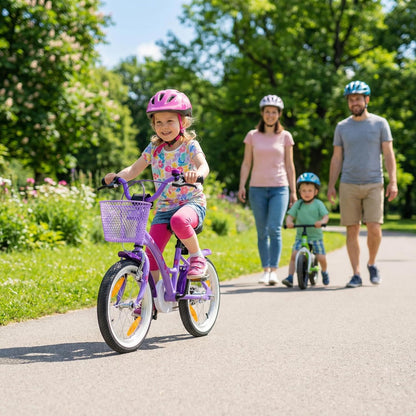 PROMETHEUS BICYCLES kinderfiets 14 inch meisjes- fiets meisje van 4 jaar oud met zijwieltjes terugtraprem Meisjesfiets 14 inch in paars violet