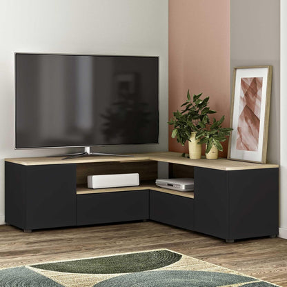 TemaHome, TV-hoek, zwart en eiken, 130 x 40 x 46 cm (B x D x H)