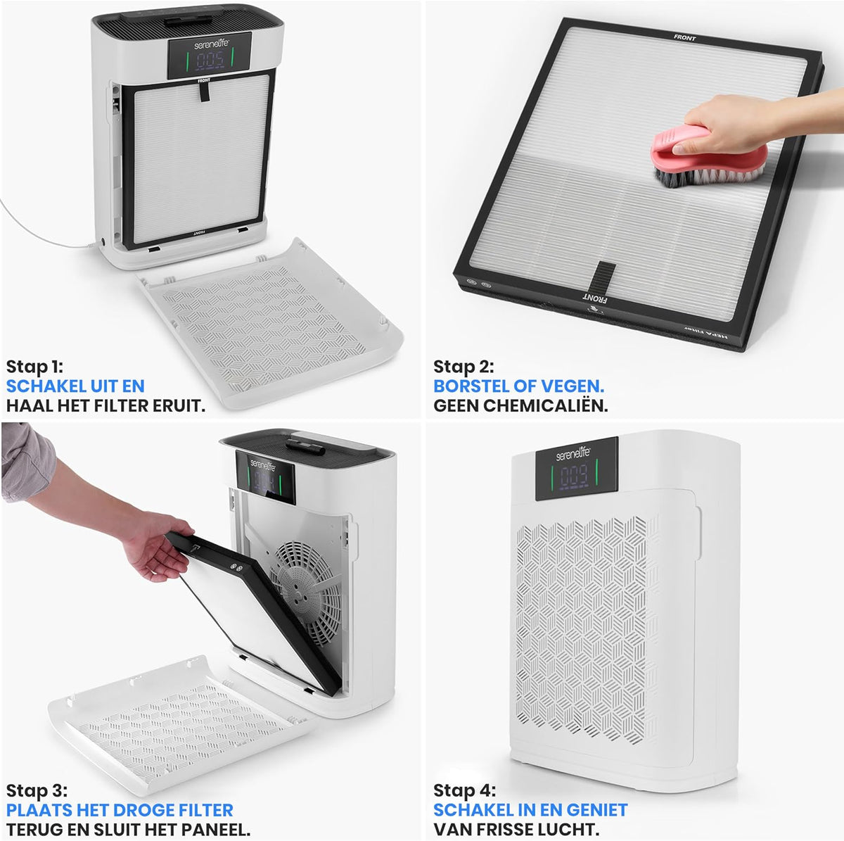 Luchtreiniger met HEPA Filter Wit – Luchtzuiveraar – Luchtzuiveringsapparaat – HEPA Luchtfilter – Air Purifier – Voor Ruimtes Tot 50 m² – Slimme WiFi & App-Bediening