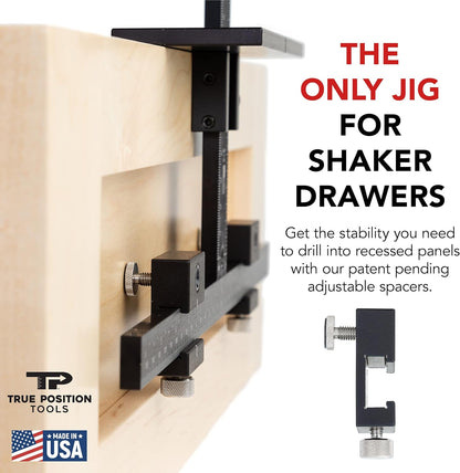 True Position Tools Originele cabinet hardware jig met verlengde liniaal voor Rapid Drawer Centering - verstelbare boorgids voor installatie van deur- en ladeknoppen en handgrepen TP-1934E