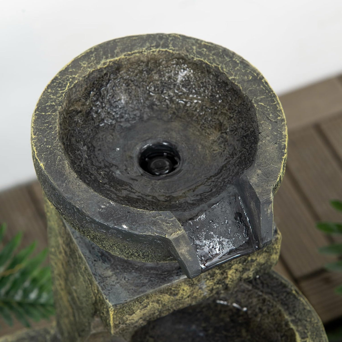 Outsunny garden fountain adjustable power fountain 4 layers decorative fountain water feature waterfall for garden garden pond patio resin fountain - QUORE
