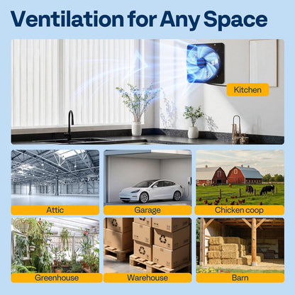 VIVOHOME 250 mm Afzuigventilator met EC-Motor, 10 Verstelbare Snelheden, Muurventilator voor Serre, Kelder, Garage, Keuken