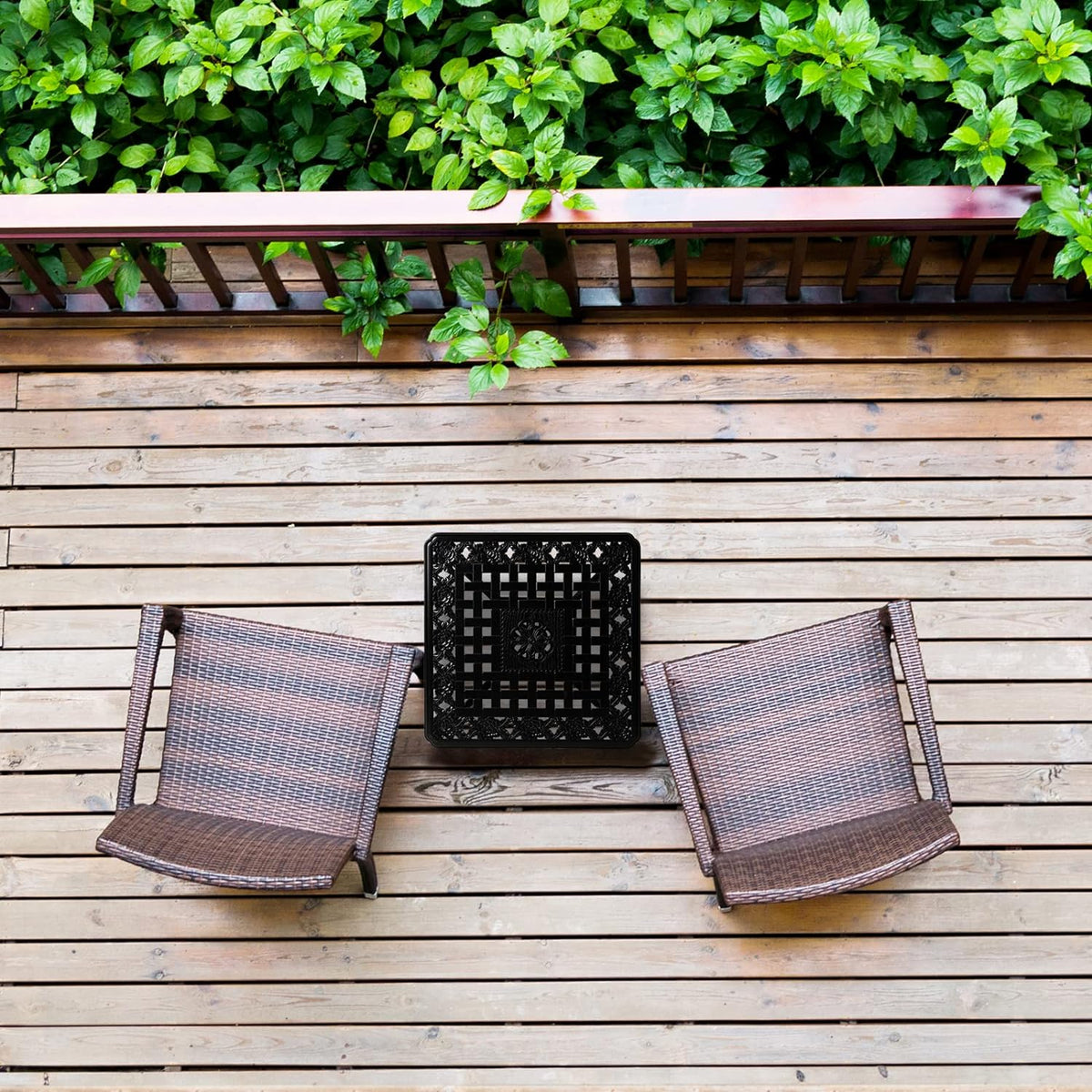JARDIN DE CENTENNIAL Cast Aluminium Outdoor Side Table, Anti-Rust, Outdoor End Table, Patio, Coffee Bistro Table for Indoor, Garden, Porch, Balcony (Square Black) - QUORE