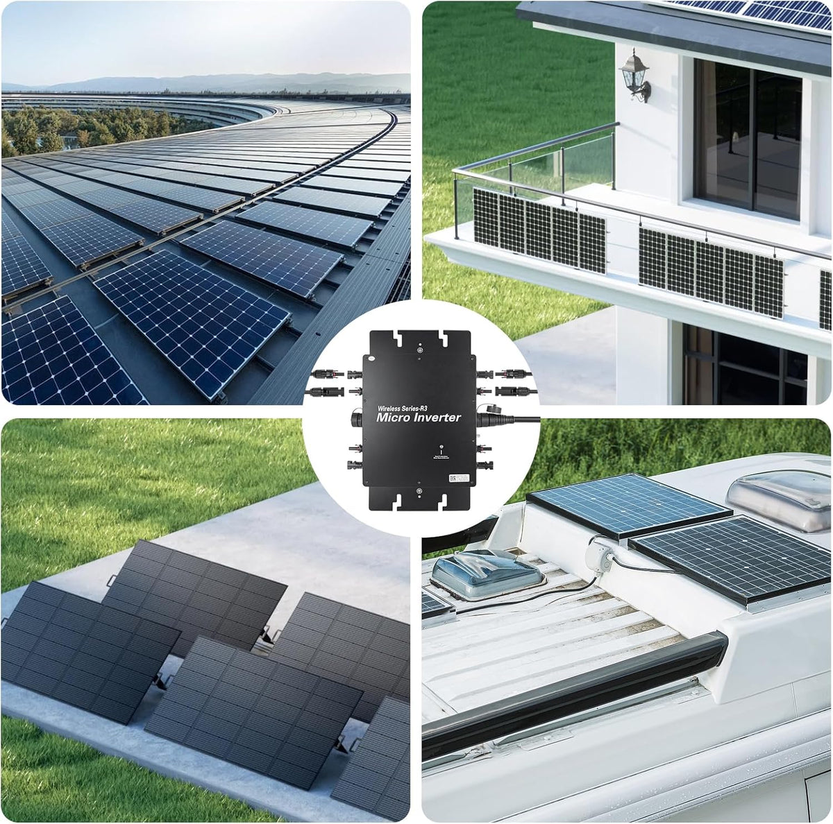 Microomvormer 1200W, met intelligente wifi voor balkonkrachtcentrale, plug & play PV-omvormer, geïntegreerde MPPT, app-bediening, IP65 omvormer