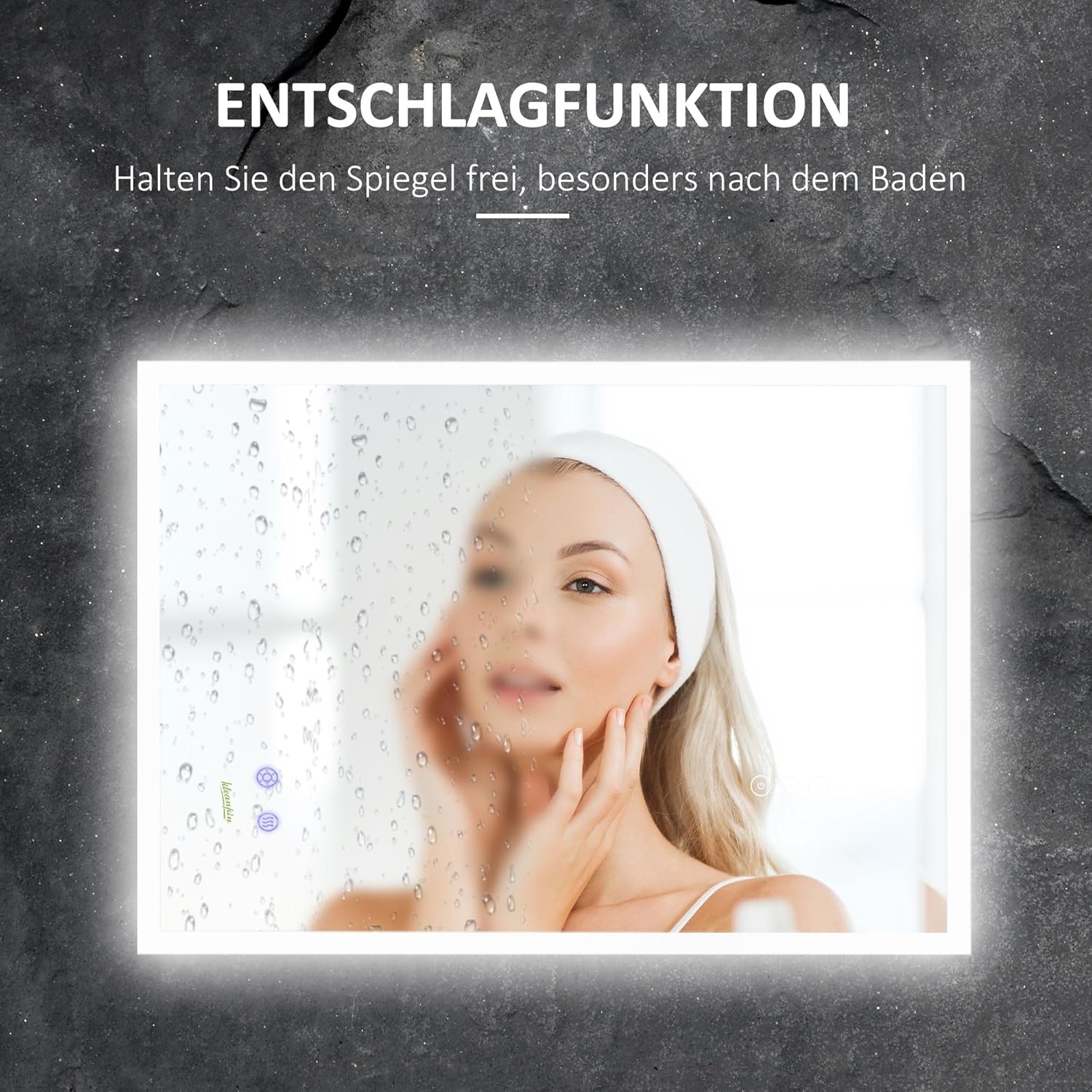 Badkamerspiegel – Wandspiegel – LED Spiegel – Anti-Condens Spiegel – Verlichte Spiegel – Dimbaar – Aluminium – 70x50 cm - QUORE