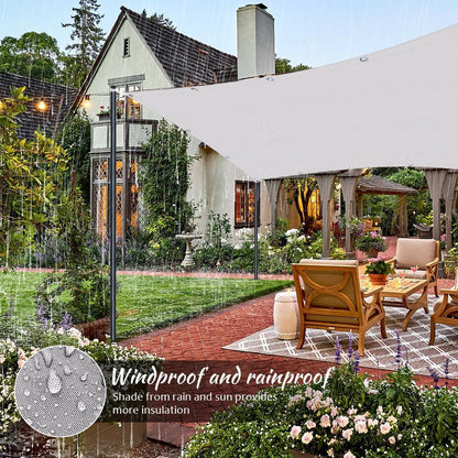 Zeil Shades voor tuin, waterdicht zonnescherm zeil voor luifel buiten, luifels voor terrassen, 95% UV-blok rechthoekig zonnescherm zeil met touw voor veranda tuin (lichtgrijs, 4 x 5 m)