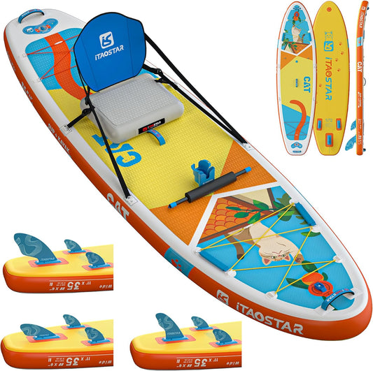 Pets Opblaasbaar paddleboard, 74 cm/89 cm, premium SUP-accessoires met één hand, extra breed paddleboard voor meer balans, op maat gemaakte vinnen voor meer plezier