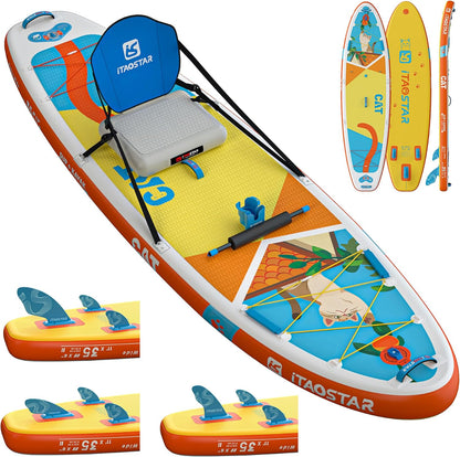 iTAOSTAR Pets Opblaasbaar paddleboard, 74 cm/89 cm, premium SUP-accessoires met één hand, extra breed paddleboard voor meer balans, op maat gemaakte vinnen voor meer plezier