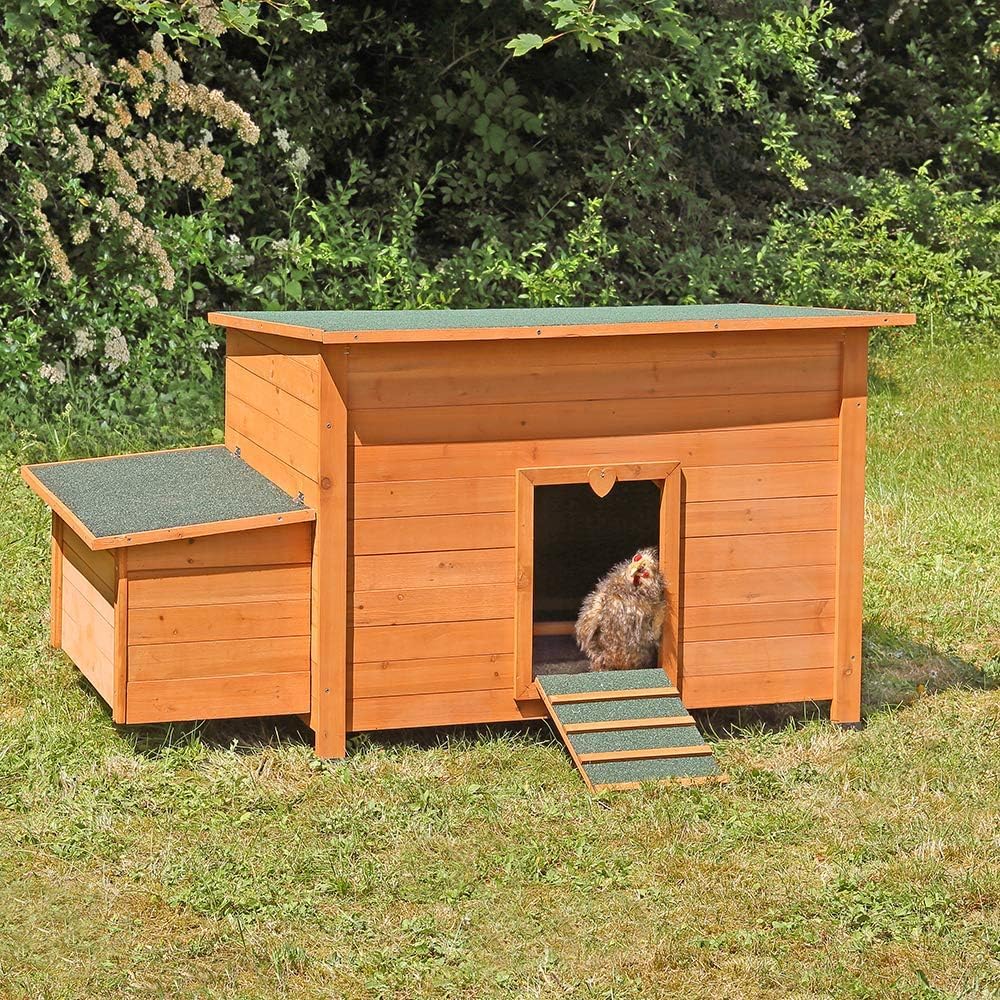 Melko Chicken coop 149 x 80 x 79 cm, chicken coop with folding roof and 2 nesting places for small animals made of wood - QUORE