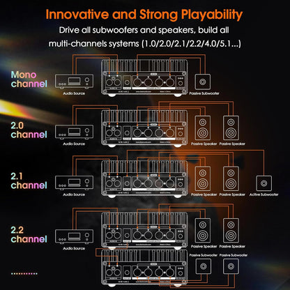 Douk Audio A100 TPA3255 versterker, 300 watt x2 digitale vermogensversterker, stereo/mono-kanaal, SUB-versterker voor thuisluidsprekers/subwoofer