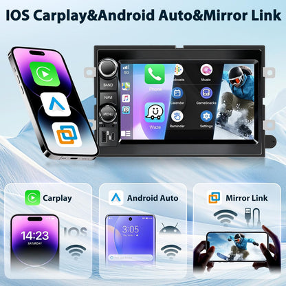 Android 15 Double DIN Car Stereo met GPS 7 inch HD Touchscreen Bluetooth WiFi FM RDS Radio Mirror Link Ondersteuning Achtercamera voor Ford F-150