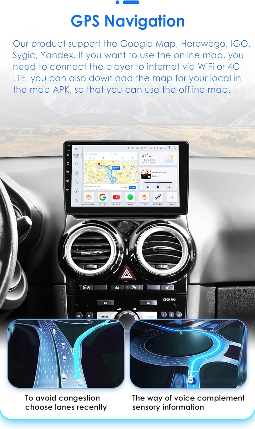 Android 13 autoradio 9 inch touchscreen 8-core voor Opel Corsa D 2007-2012 WiFi Wireless Android Auto & Wireless Carplay Bluetooth WiFi 4G GPS RDS AM/FM