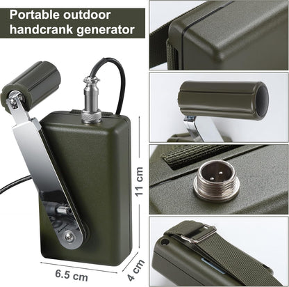 NArra Handbediende generator, 30 W 0-28 V, draagbare gelijkstroom-oplader met USB-aansluiting, vrije multifunctionele handslinger-generator voor het opladen van mobiele telefoons en computers
