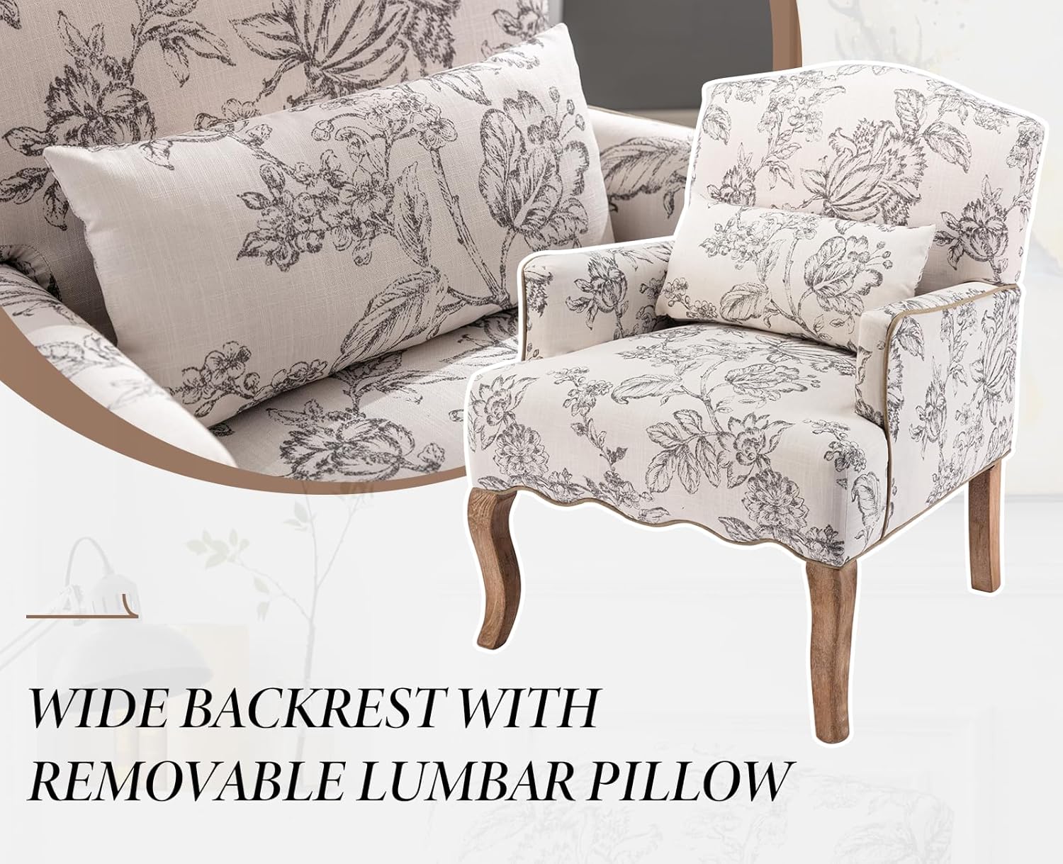 Linnen Fauteuil – Lounge Stoel – Bijzetstoel – Enkelstoel – Retro Stoel – Ademend Linnen – Verwijderbaar Lendenkussen - QUORE