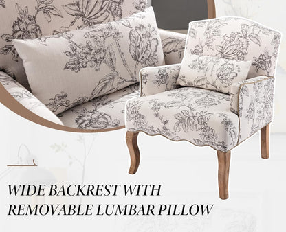 Linnen Fauteuil – Lounge Stoel – Bijzetstoel – Enkelstoel – Retro Stoel – Ademend Linnen – Verwijderbaar Lendenkussen - QUORE