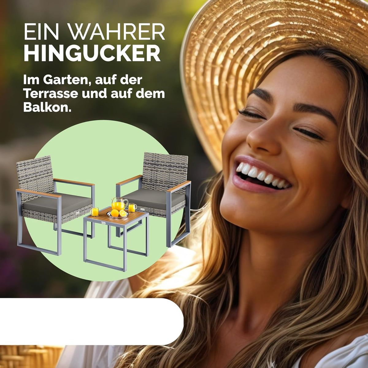 CASARIA® Outdoor Furniture Polyrattan Set Weatherproof 2 Chairs Table Cushions Load Up to 160 kg Adjustable Terrace Balcony Furniture Lounge Acacia Wood Grey - QUORE