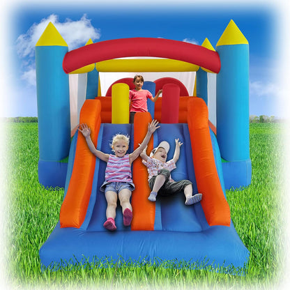 Springkasteel met ventilator, geschikt voor 3 tot 10 jaar springkasteel voor binnen en kinderen, groot springkasteel XXL kinderverjaardag (488 x 240 x 190 cm)
