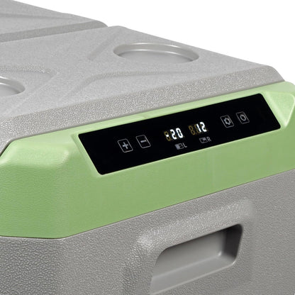 Steamy-E Single Zone 45, Elektrische Compressor Koelbox met twee compartmenten, 32 Liter, Grijs, 12V/230V, voor vriezen en koelen van -20 tot +20, ideaal voor op de camping