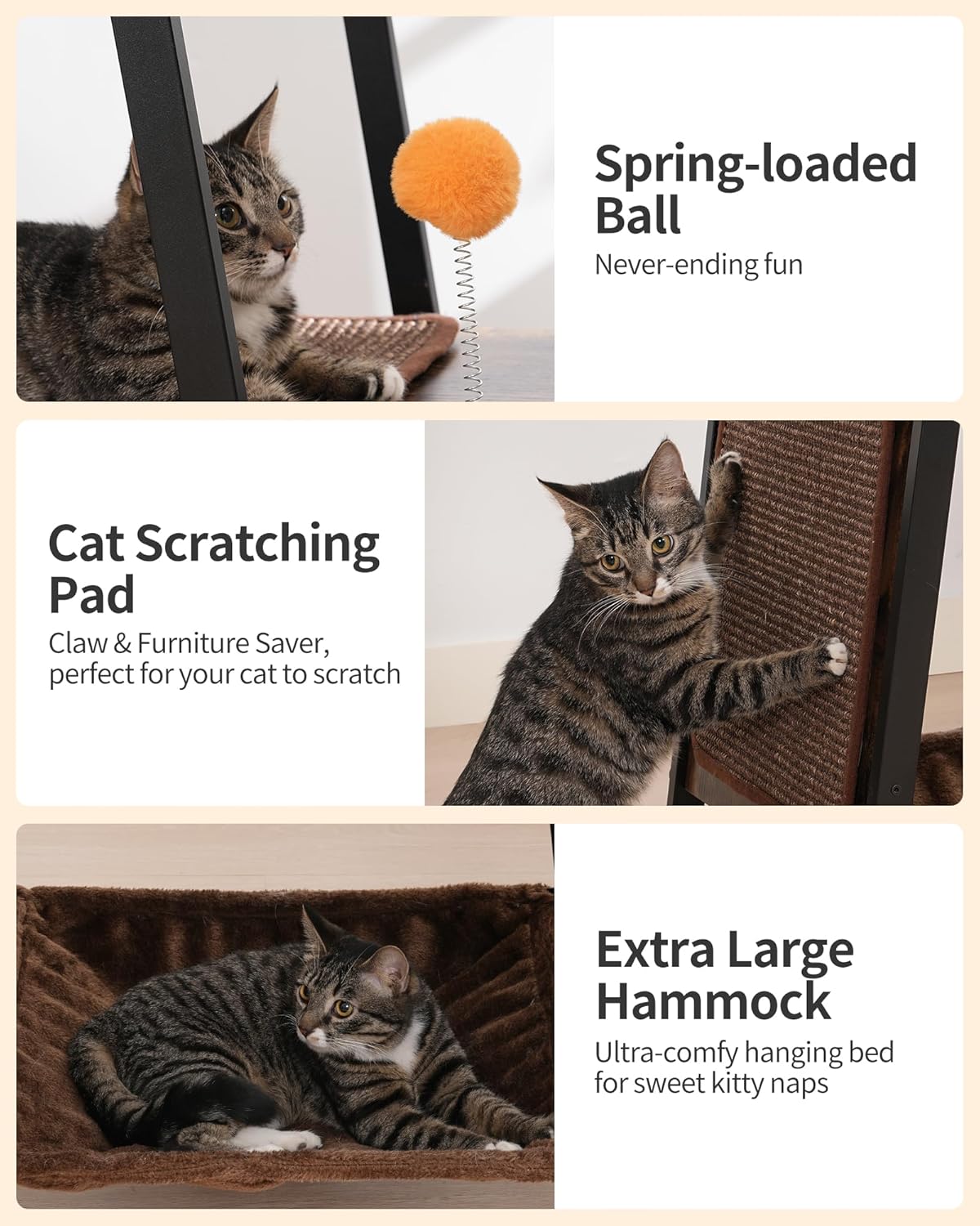 Krabpaal – Kattenboom – Kattenmeubel – Kattentoren – Krabmeubel – 147 cm Hoog – Natuurlijk Sisal Krabvlak