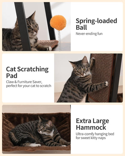 Krabpaal – Kattenboom – Kattenmeubel – Kattentoren – Krabmeubel – 147 cm Hoog – Natuurlijk Sisal Krabvlak