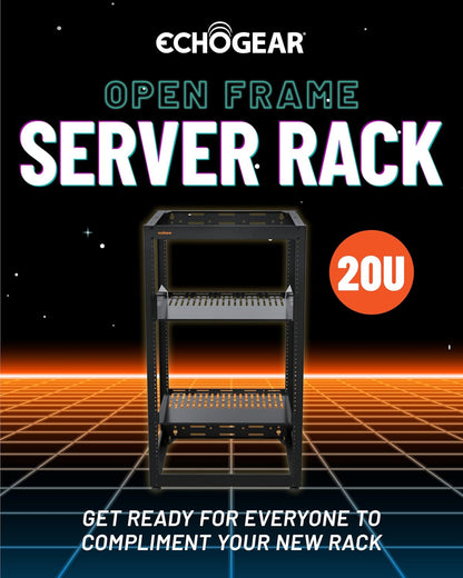 Open Frame Rack 20U – Serverrack – Netwerkrek – AV-rack – 19-Inch Rack – Open Ontwerp Voor Optimale Luchtstroom – Wandmonteerbaar Met 2 Geventileerde Planken