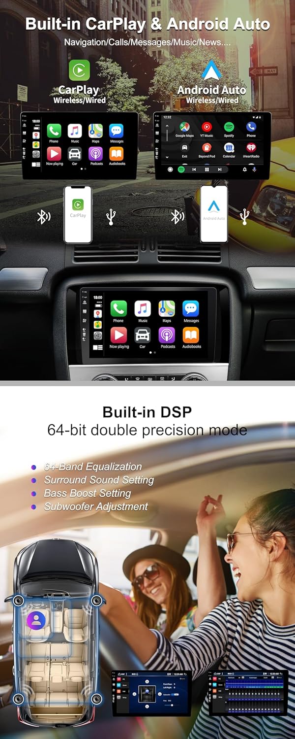 SXAUTO - 6G + 128G - Android 14 IPS autoradio voor Golf 7 (2013-2018) - ingebouwde Carplay/Android Auto/DSP - LED-camera + MIC - DAB stuurbediening Fast Boot 360-CAM WiFi - 2 Din 10.1 inch