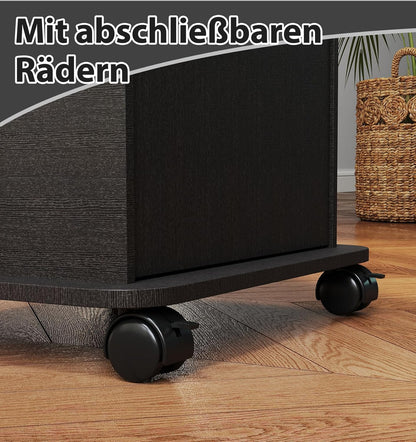 Sta-bureau, podiumstandaard, houten podium, houten sprekerbureau met dubbellaags opbergvak en remwiel voor klaslokaal, hoorzaal, kerk, seminar zwart (60 x 39,8 x 101 cm)