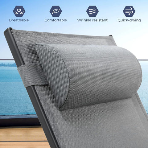 Ligstoel - Tuinligstoel - Ligbed - Ligbeddenset - met Bijzettafel - Kussens - Stapelbare - Verstelbaar -  Weerbestendig - voor Tuin - Zwembad - Strand - Aluminium - 64 x 153 x 83.5 cm Ligstoel - 46 x 35 x 28.3 cm - Grijs