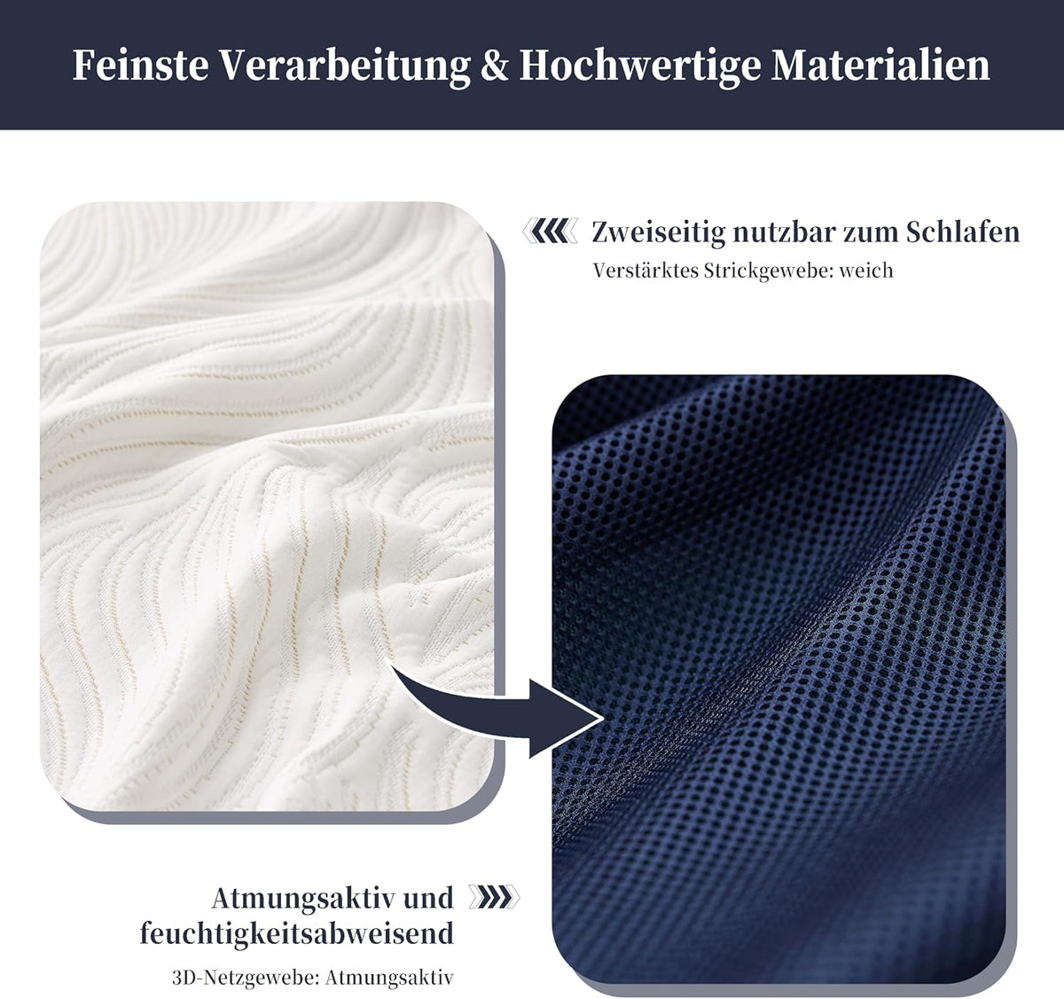 Topper 140x200 cm – Matrasbeschermer – Matrasonderlegger – Matrasverbeteraar – Matrasschuim – Memory Foam & Koudschuim – Orthopedisch Comfort – Ademend 3D-Mesh Overtrek