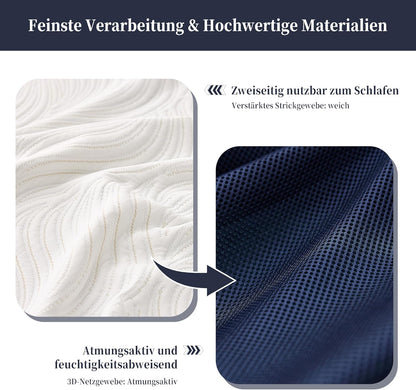 Topper 140x200 cm – Matrasbeschermer – Matrasonderlegger – Matrasverbeteraar – Matrasschuim – Memory Foam & Koudschuim – Orthopedisch Comfort – Ademend 3D-Mesh Overtrek