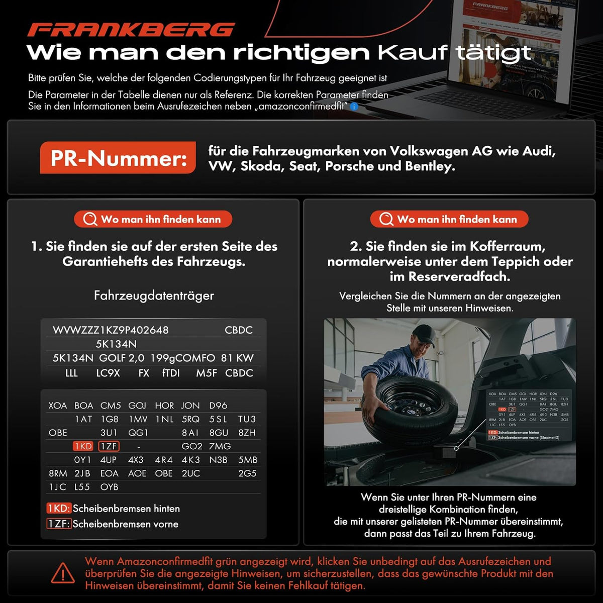 Frankberg 2x Brake Caliper Disc Brake Rear Left Right (with Bracket hole spacing 120mm) Compatible with Transporter IV S.h.a.r.a.n Alhamb.r.a Galaxy Replace# 7D0615424B