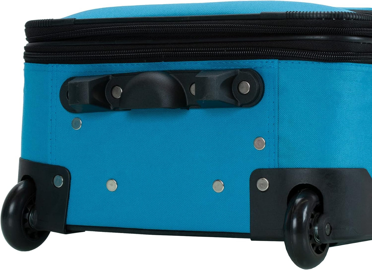 Rockland Bagage, voor reis, modieus, softside, uitbreidbare rechtopstaande set, blauwe luipaard, 4-delig