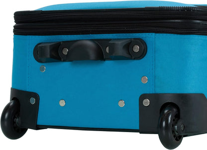 Rockland Bagage, voor reis, modieus, softside, uitbreidbare rechtopstaande set, blauwe luipaard, 4-delig