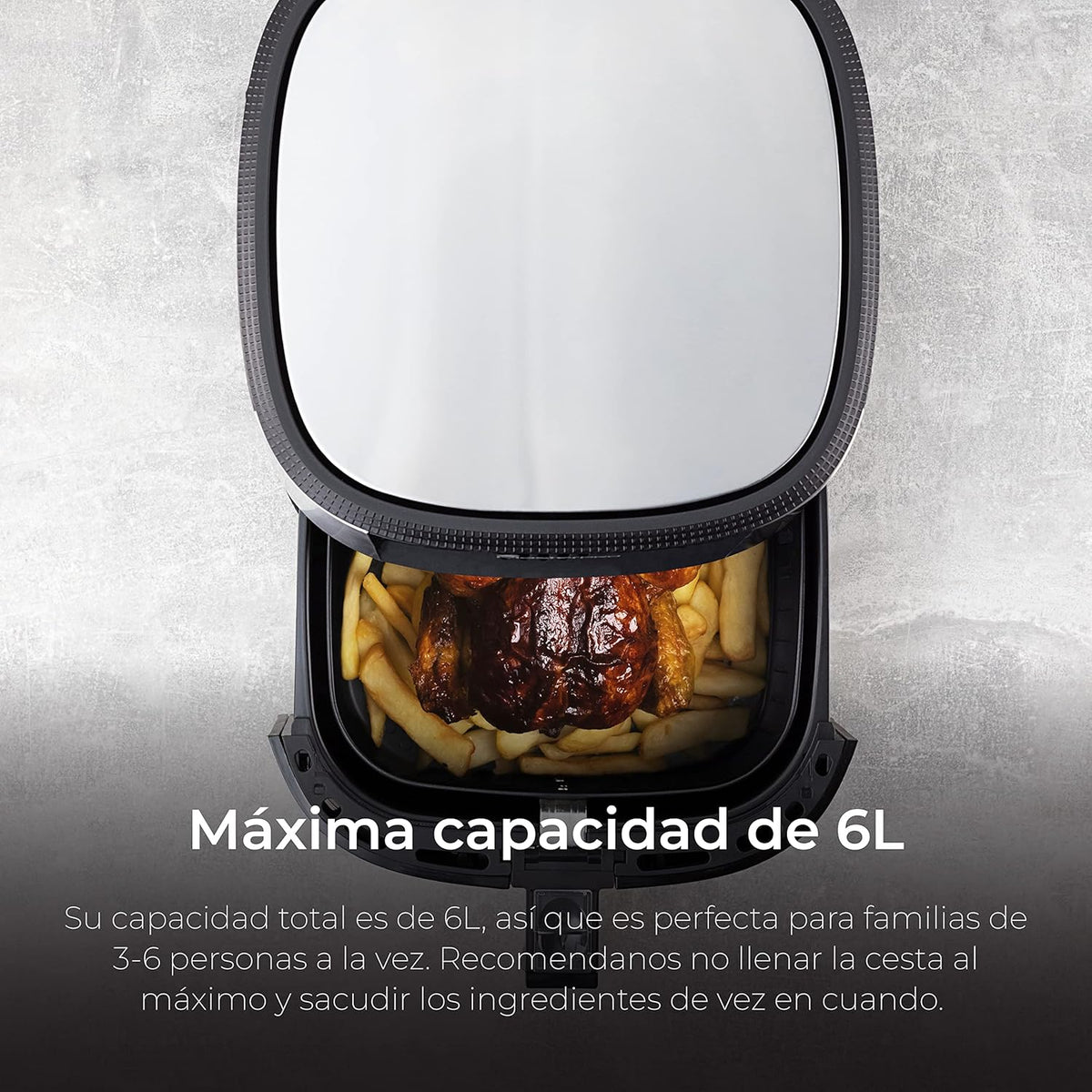MasterPro Foodies XXL Friteuse Kit zonder olie, 6 l, 1800 W, samen met oliesproeispray, led-display en anti-aanbakmand, luchtfriteuse, 8 verschillende functies in 1
