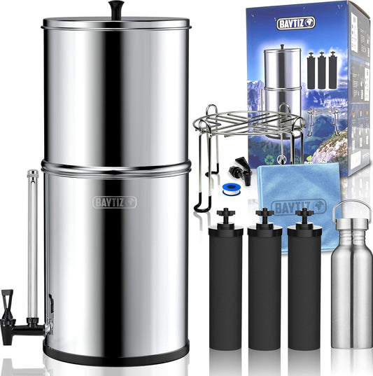 Waterzuiveraar met zwaartekracht – Waterfilter – Waterdispenser – Waterfontein – Waterfilterkraan – 8,5 liter – Actieve koolfilter zonder stroom