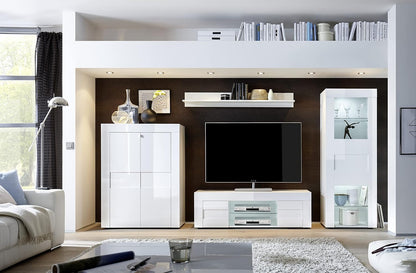 L & C Base TV 2 Ante Piccola 138 x 44 x 42 cm Glanzend wit